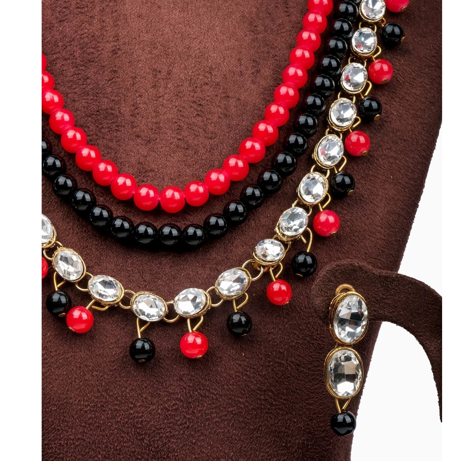 Red and Black Pearl Necklace for Wedding Engagement