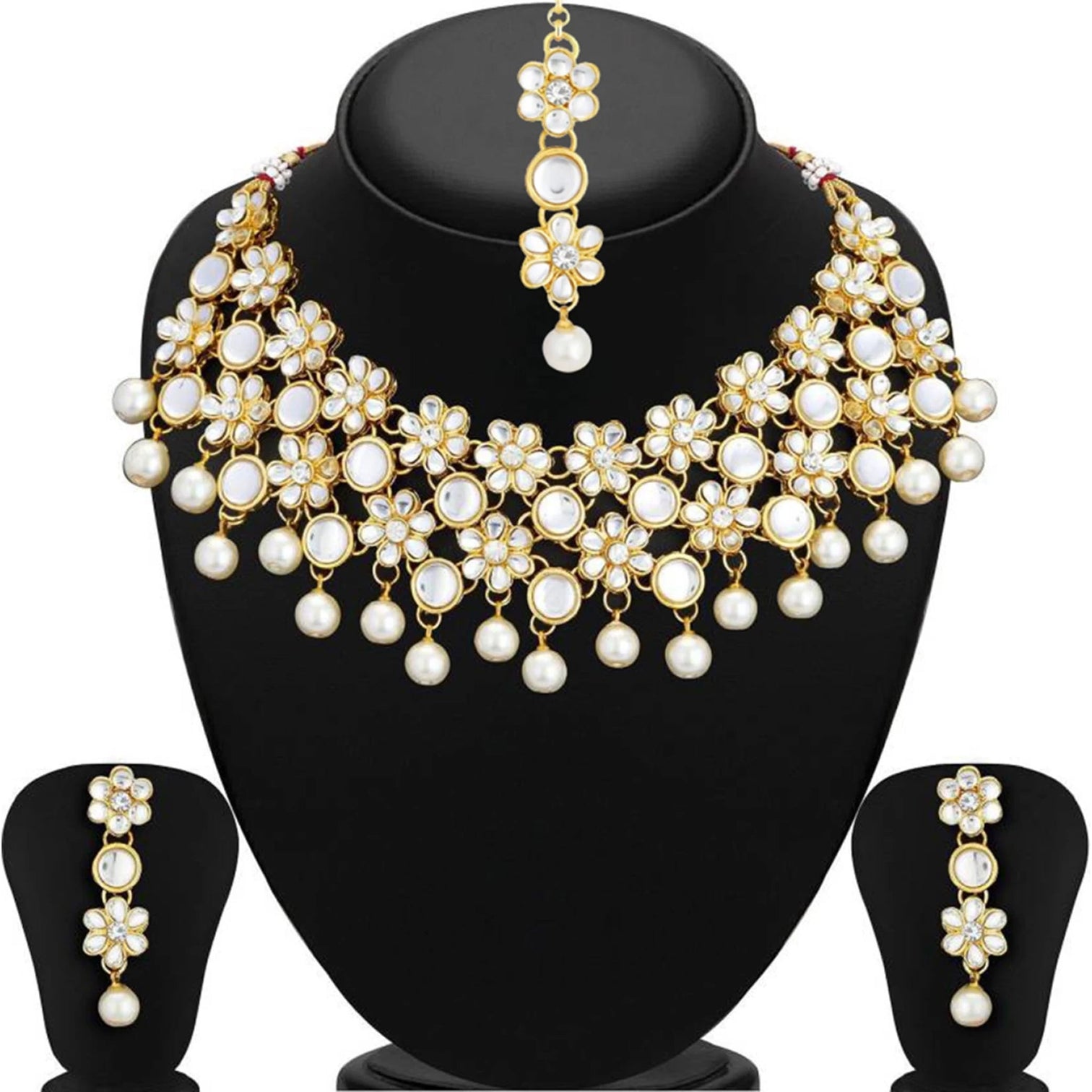 Alloy Jewel Set (White, Gold)