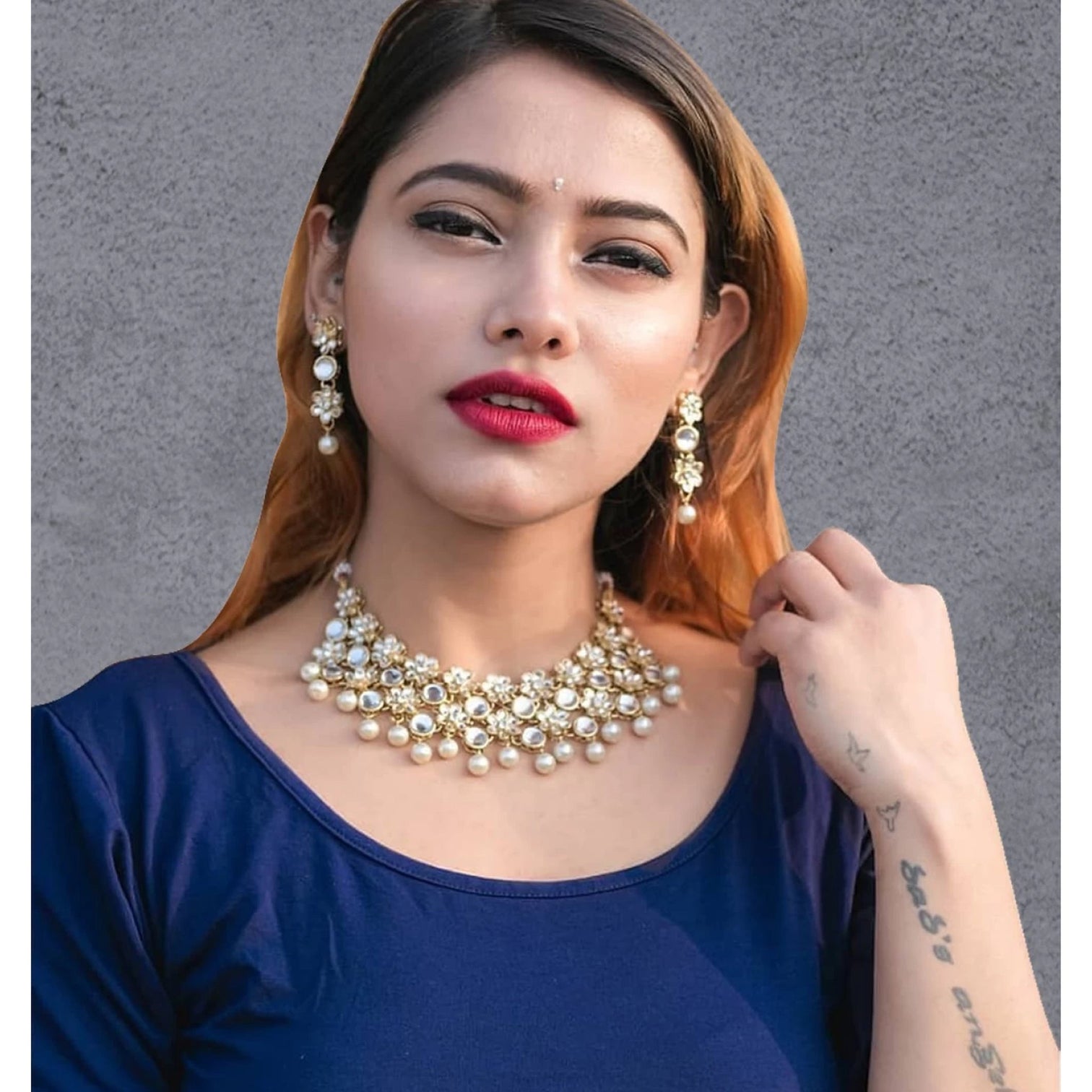 Alloy Jewel Set (White, Gold)