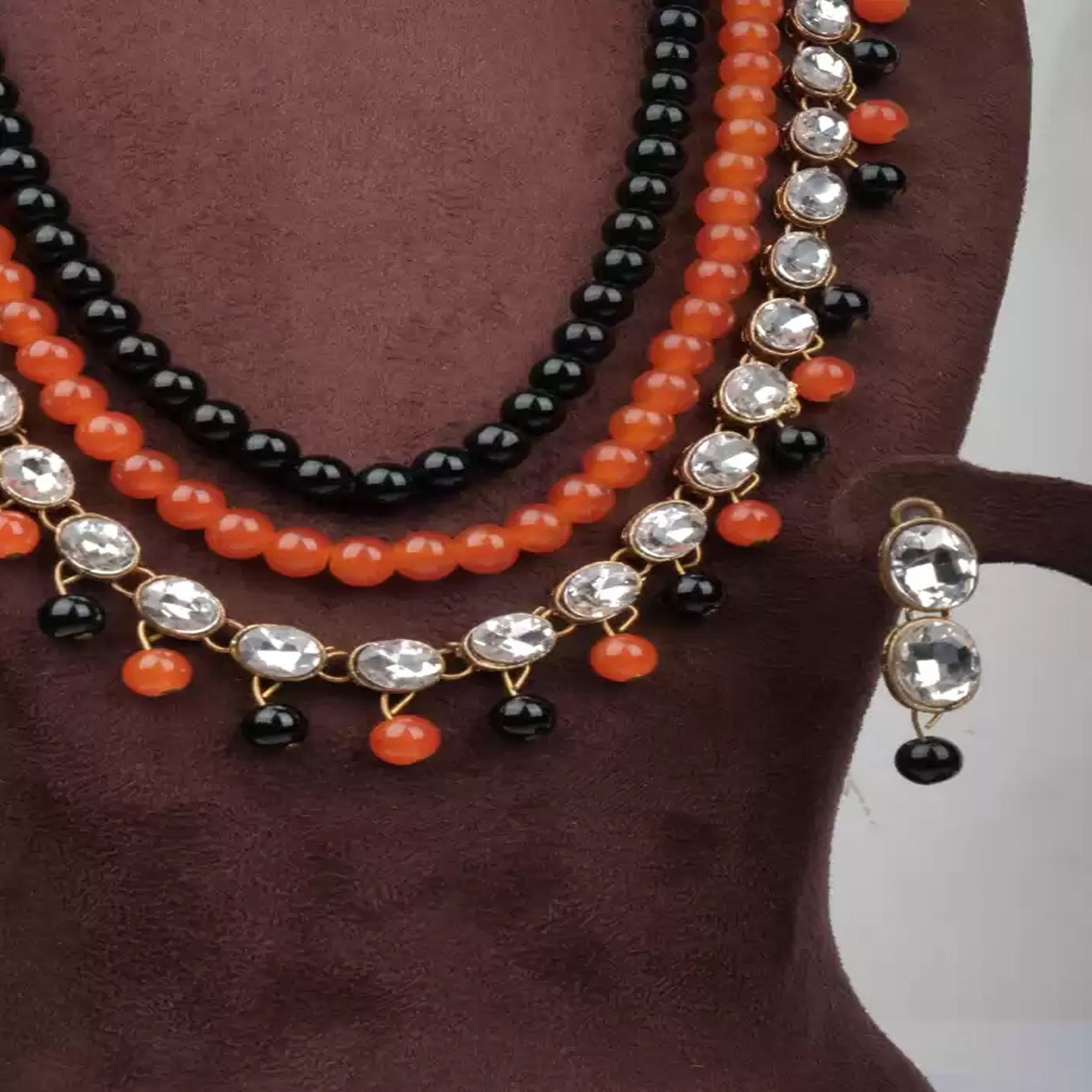 Alloy Jewel Set (White, Orange, Black)