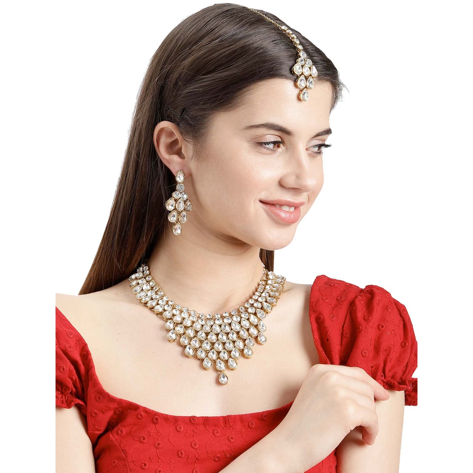 Alloy Gold-plated Jewel Set (White)