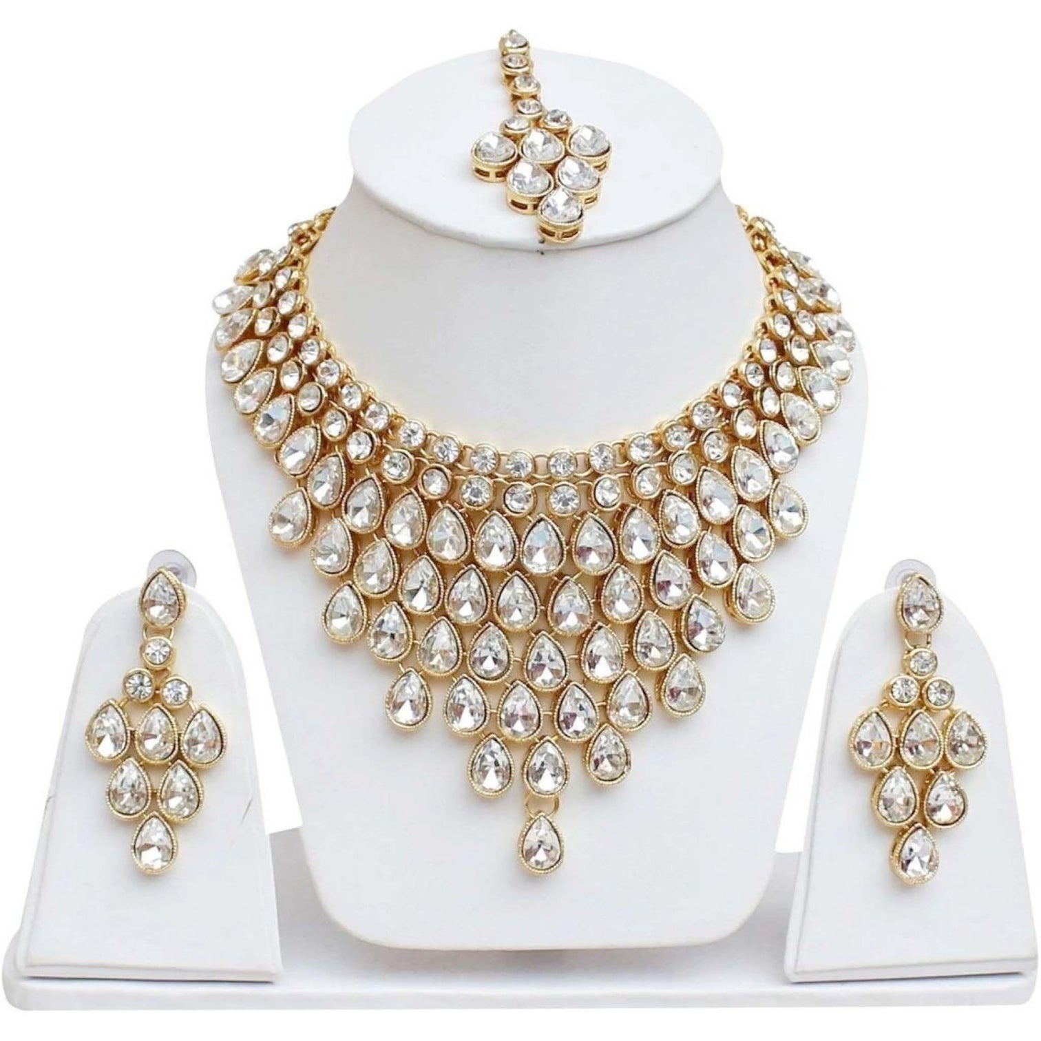 Alloy Gold-plated Jewel Set (White)