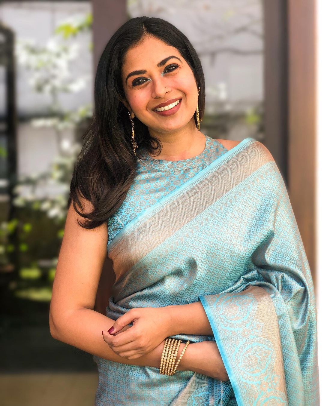 Incredible Firozi Soft Banarasi Silk Saree With Scrumptious Blouse Piece