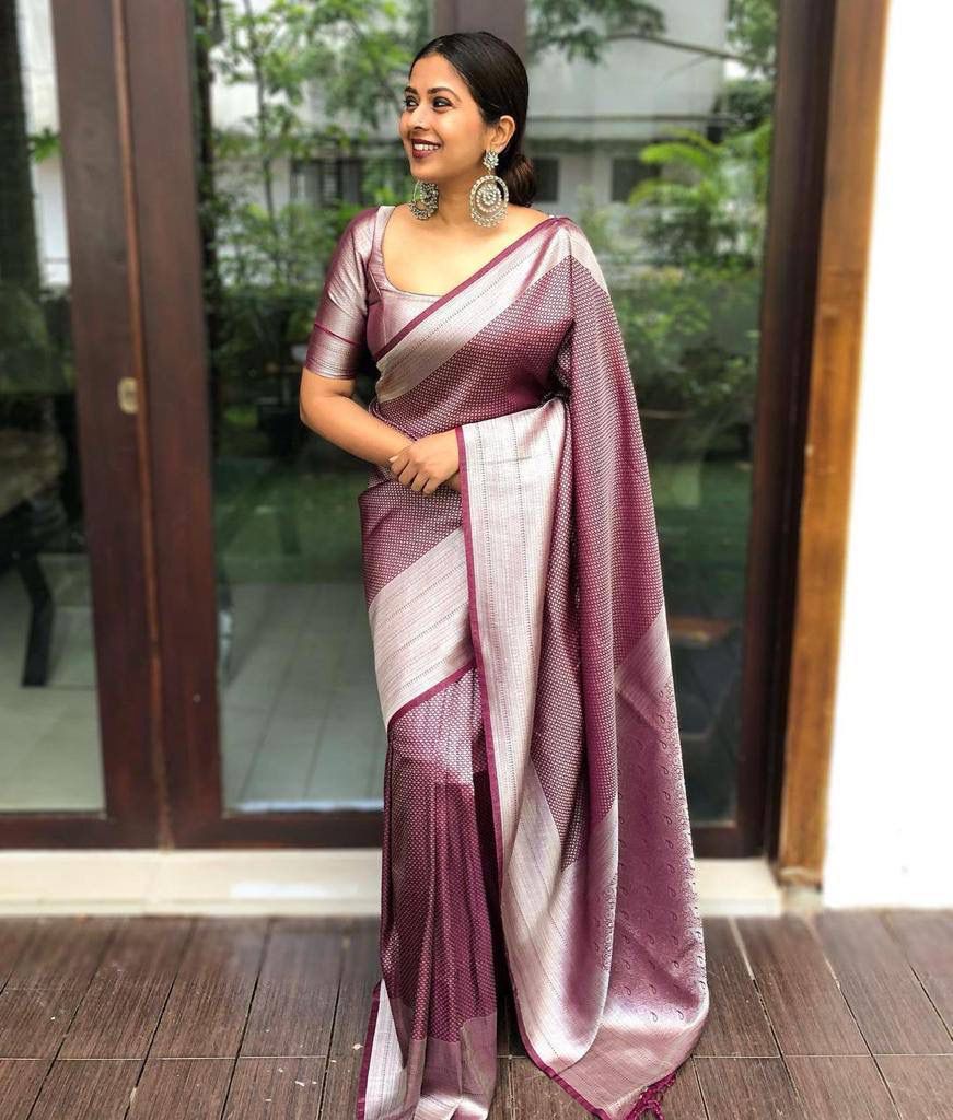 Unique Brown Soft Kanjivaram Silk Saree With Outstanding Blouse Piece