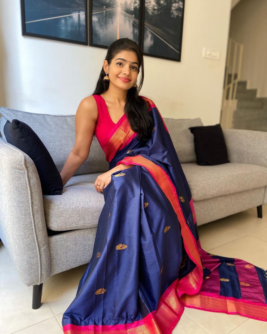 Gorgeous Blue Soft Banarasi Silk Saree With Awesome Blouse Piece