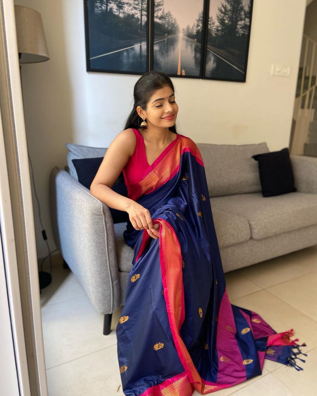 Gorgeous Blue Soft Banarasi Silk Saree With Awesome Blouse Piece