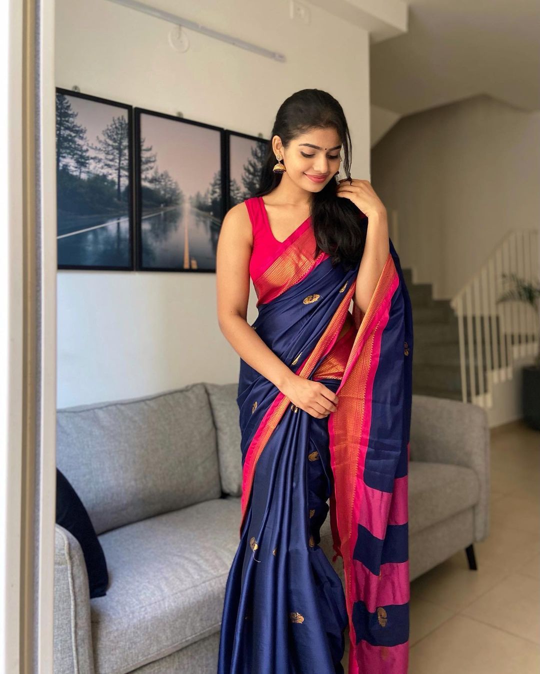 Gorgeous Blue Soft Banarasi Silk Saree With Awesome Blouse Piece