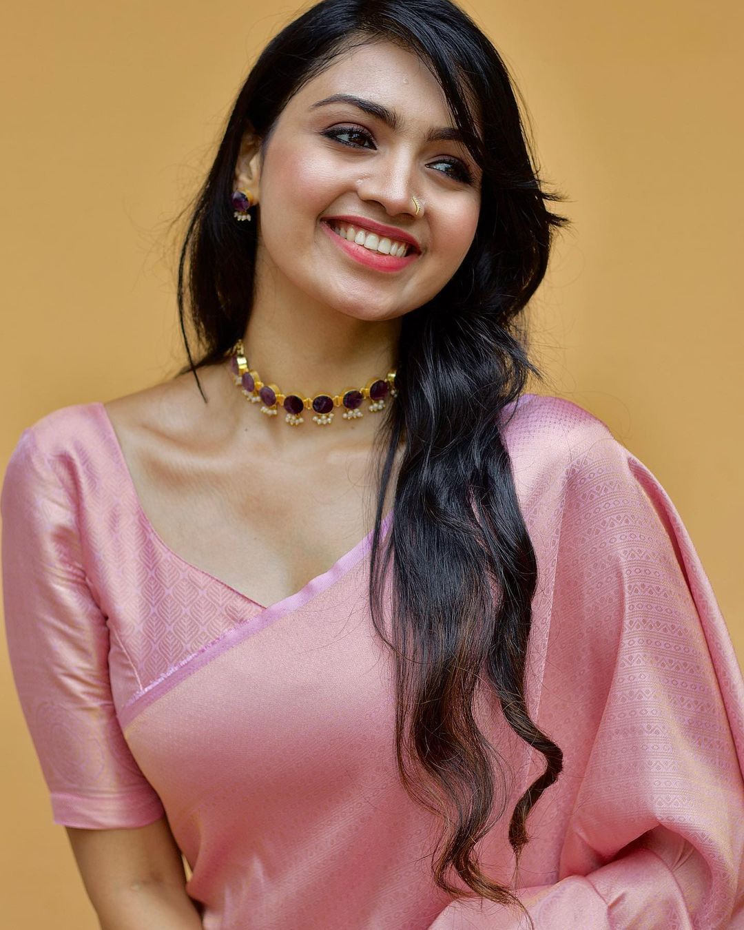 Dalliance Baby Pink Soft Silk Saree with Demesne Blouse Piece