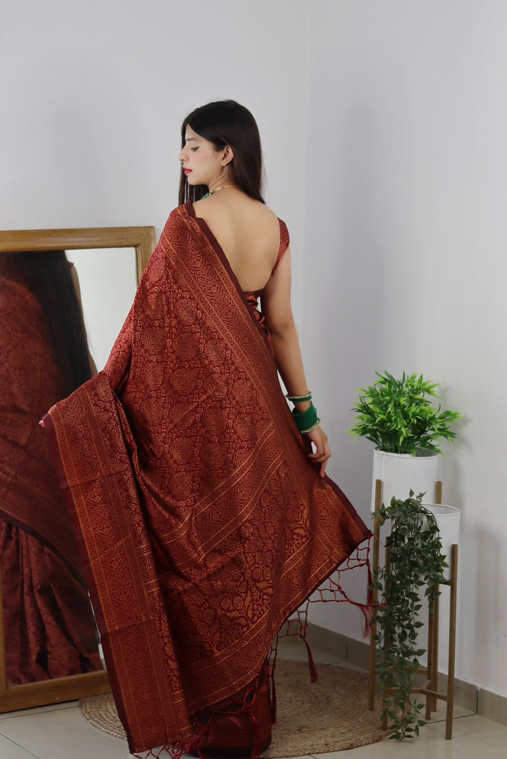Classy Maroon Soft Banarasi Silk Saree With Trendy Blouse Piece