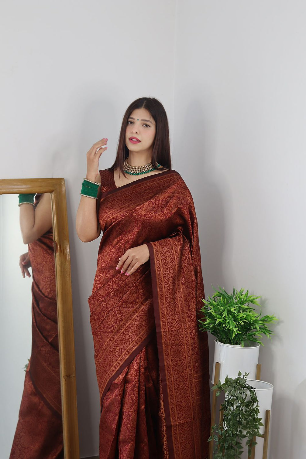 Classy Maroon Soft Banarasi Silk Saree With Trendy Blouse Piece