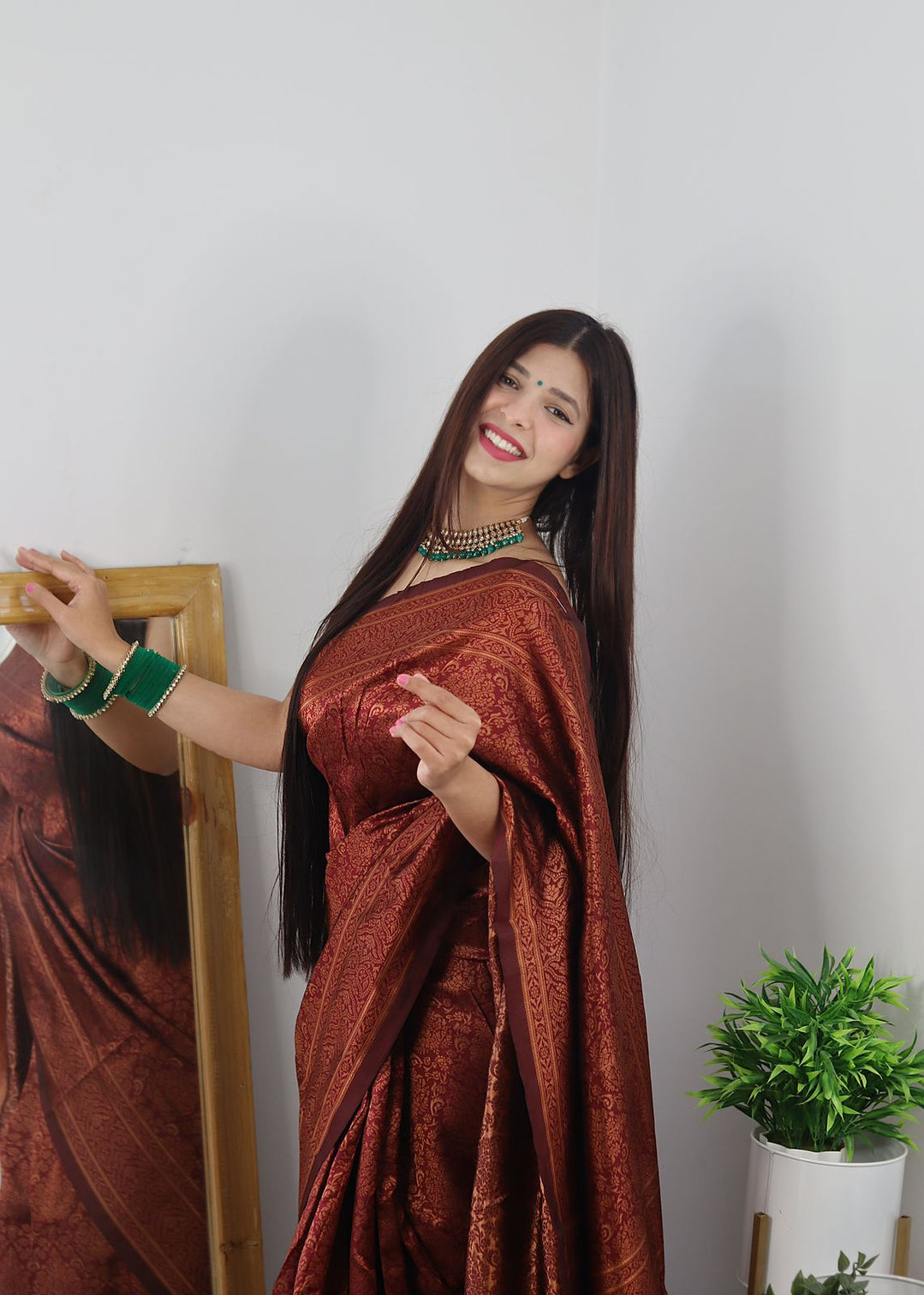 Classy Maroon Soft Banarasi Silk Saree With Trendy Blouse Piece