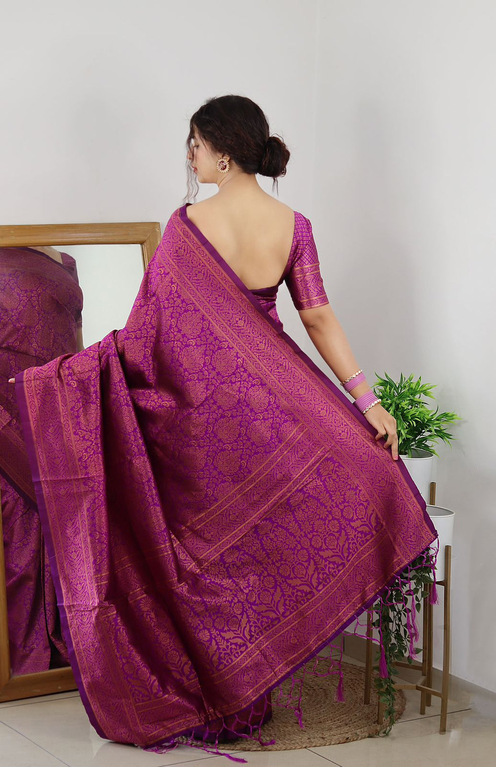 Precious Purple Soft Banarasi Silk Saree With Lovely Blouse Piece