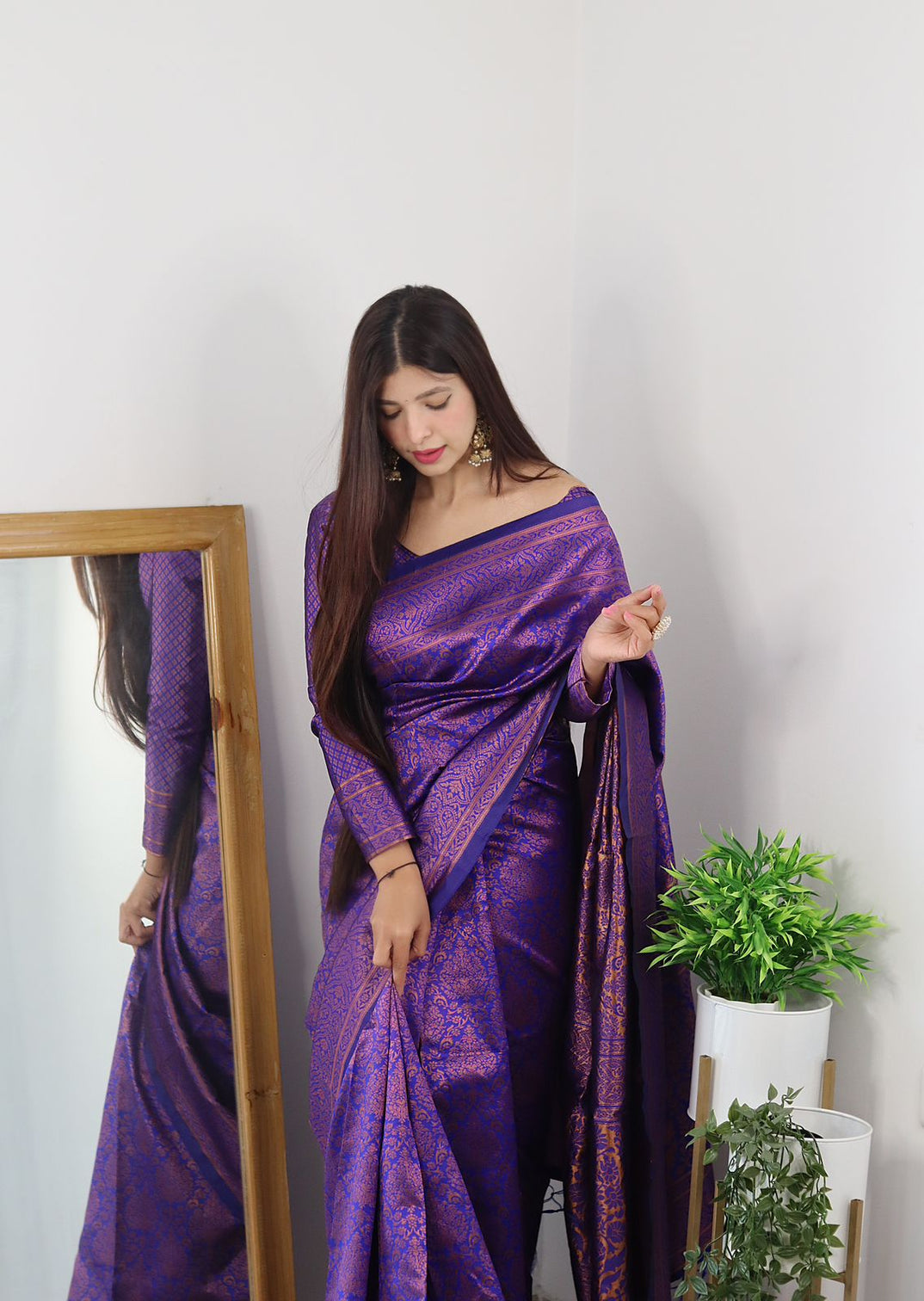 Angelic Royal Blue Soft Banarasi Silk Saree With Lovely Blouse Piece