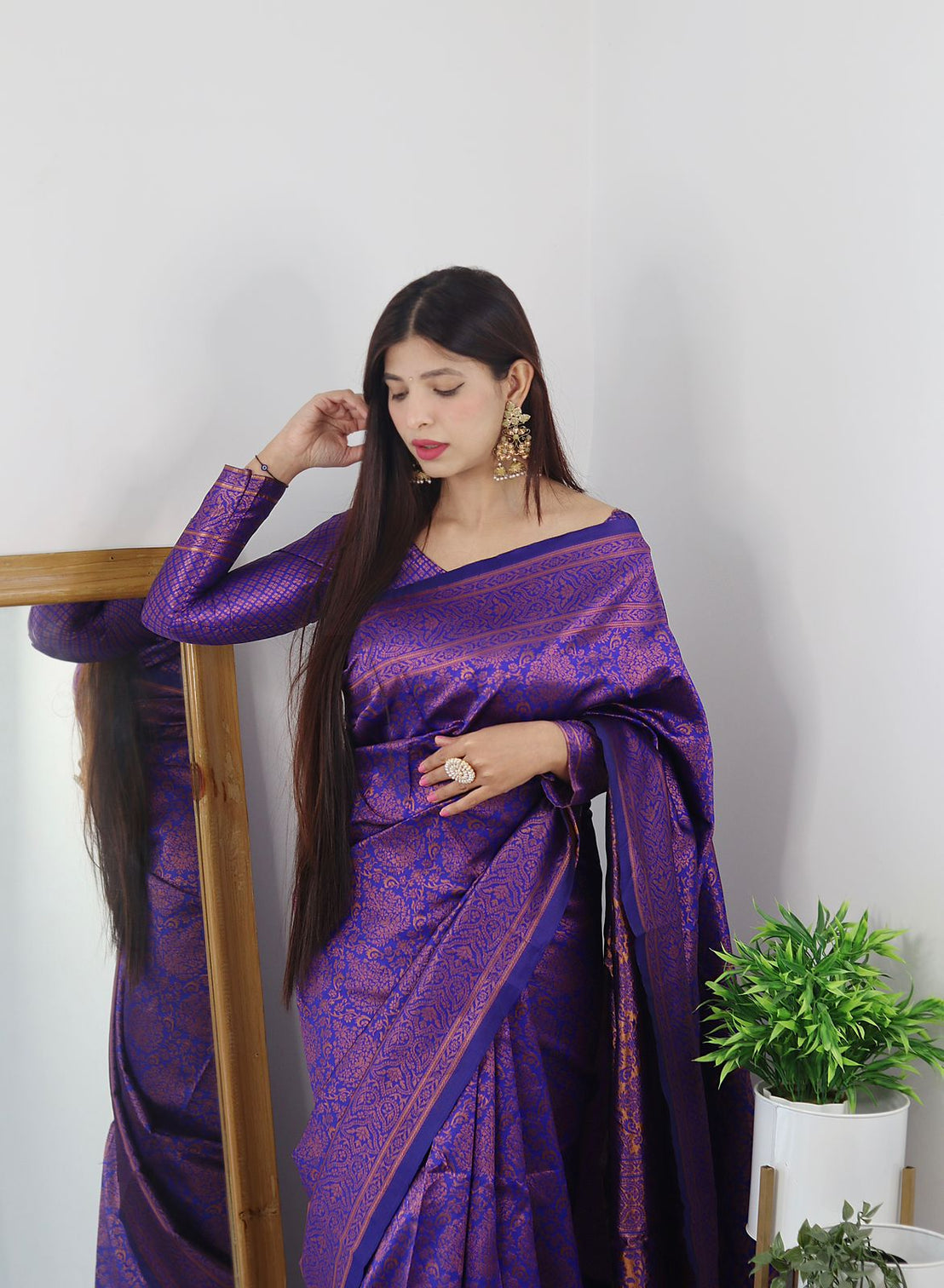 Angelic Royal Blue Soft Banarasi Silk Saree With Lovely Blouse Piece