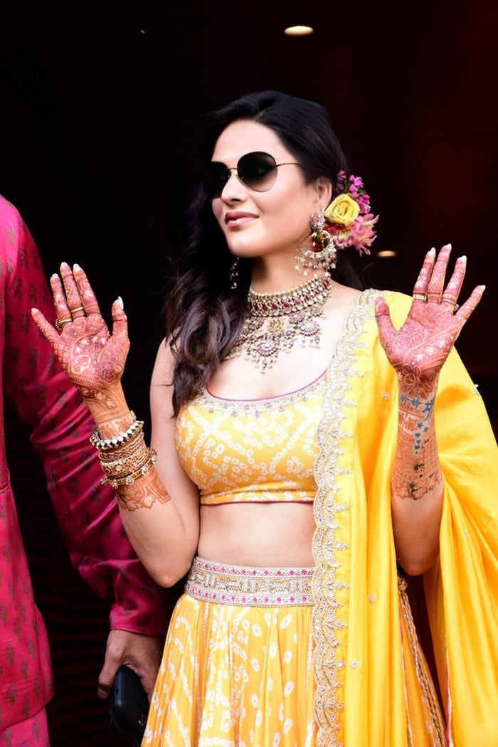 Amazing Yellow Lehenga Choli in Art Silk For Haldi Look