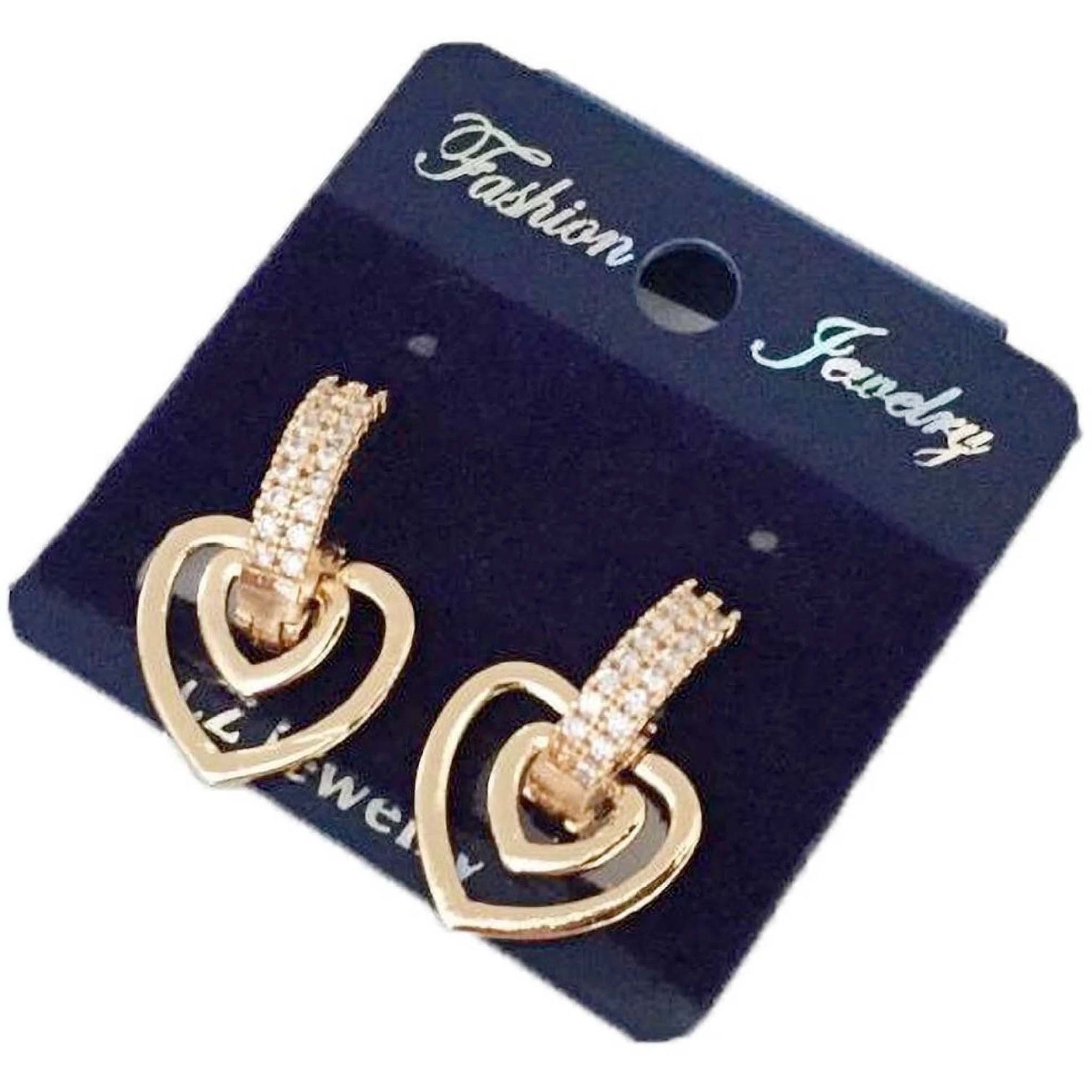 American Heart shape Diamond Bali Earrings Diamond Brass Hoop Earring