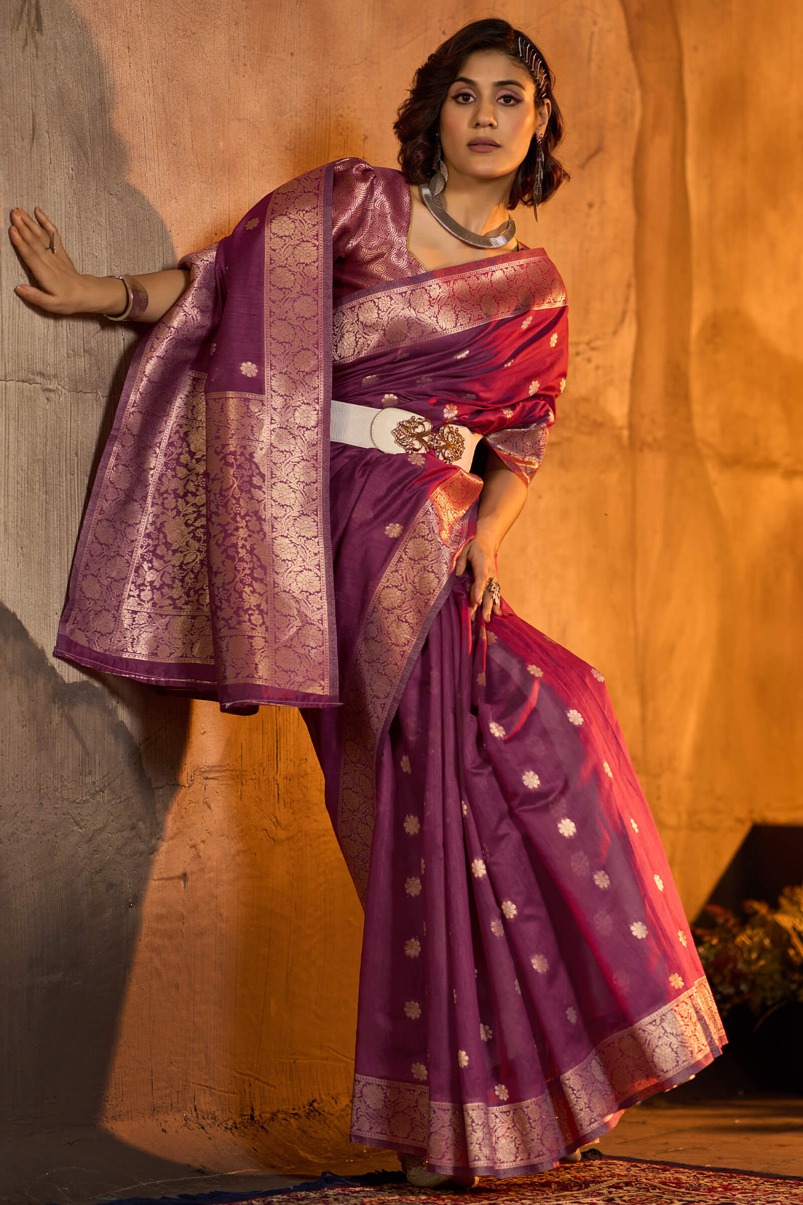 Lagniappe Purple Soft Banarasi Silk Saree With Scrupulous Blouse Piece