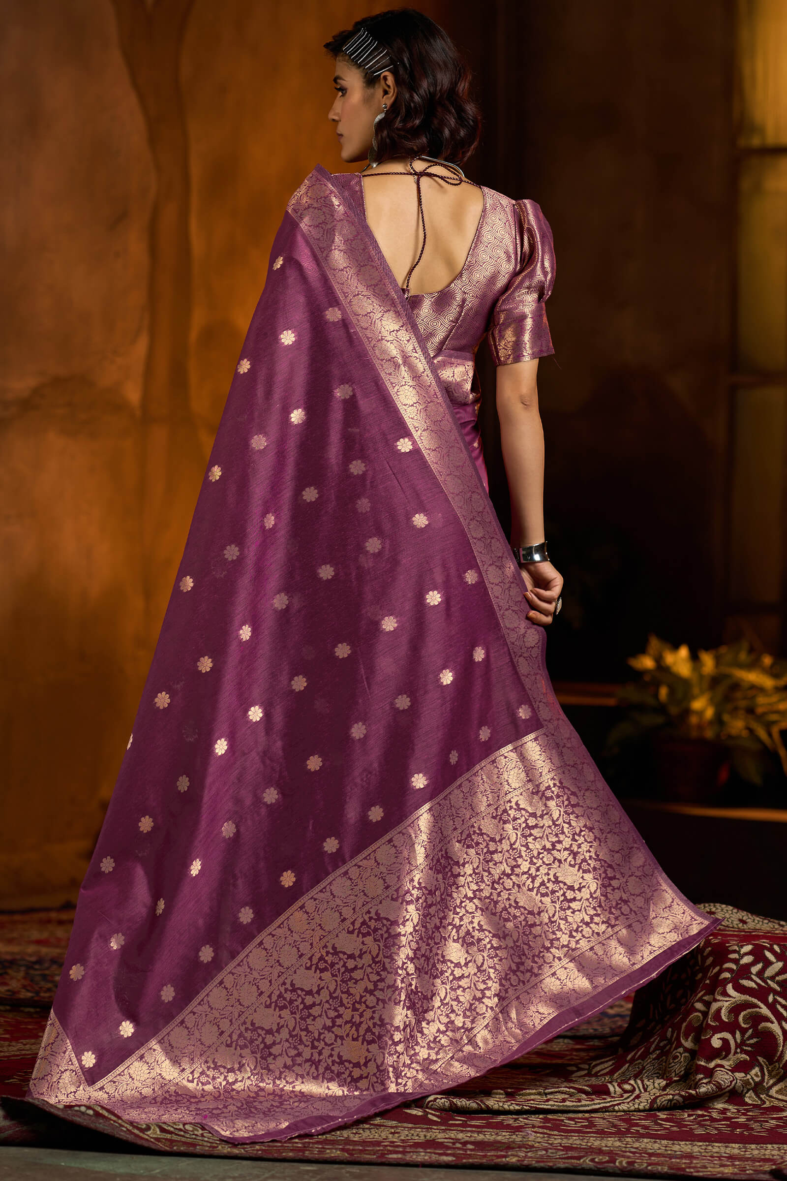 Lagniappe Purple Soft Banarasi Silk Saree With Scrupulous Blouse Piece