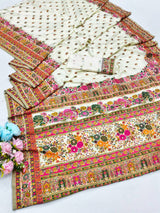 Majesty Beige Nylon Dola Pashmina Saree With Innovative Blouse Piece