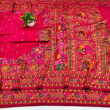 Winsome Dark Pink Nylon Dola Pashmina Saree With Evanescent Blouse Piece