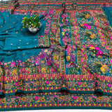Pretty Rama Nylon Dola Pashmina Saree With Piquant Blouse Piece