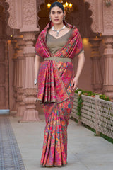 Proficient Grey Pashmina Saree With Elaborate Blouse Piece