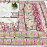 Nebula Beige Nylon Dola Pashmina Saree With Tremendous Blouse Piece