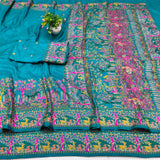 Adorable Rama Nylon Dola Pashmina Saree With Ineffable Blouse Piece