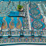 Exquisite Rama Nylon Dola Pashmina Saree With Moiety Blouse Piece