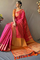 Amiable Dark Pink Soft Banarasi Silk Saree With Opulent Blouse Piece