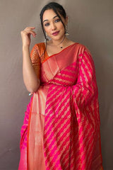 Amiable Dark Pink Soft Banarasi Silk Saree With Opulent Blouse Piece