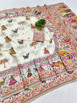 Gorgeous Beige Nylon Dola Pashmina Saree With Prodigal Blouse Piece