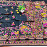 Confounding Black Nylon Dola Pashmina Saree With Scintillating Blouse Piece