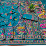 Mellifluous Rama Nylon Dola Pashmina Saree With Sensational Blouse Piece