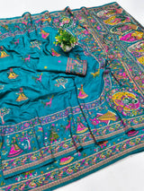 Mellifluous Rama Nylon Dola Pashmina Saree With Sensational Blouse Piece