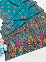 Mellifluous Rama Nylon Dola Pashmina Saree With Sensational Blouse Piece