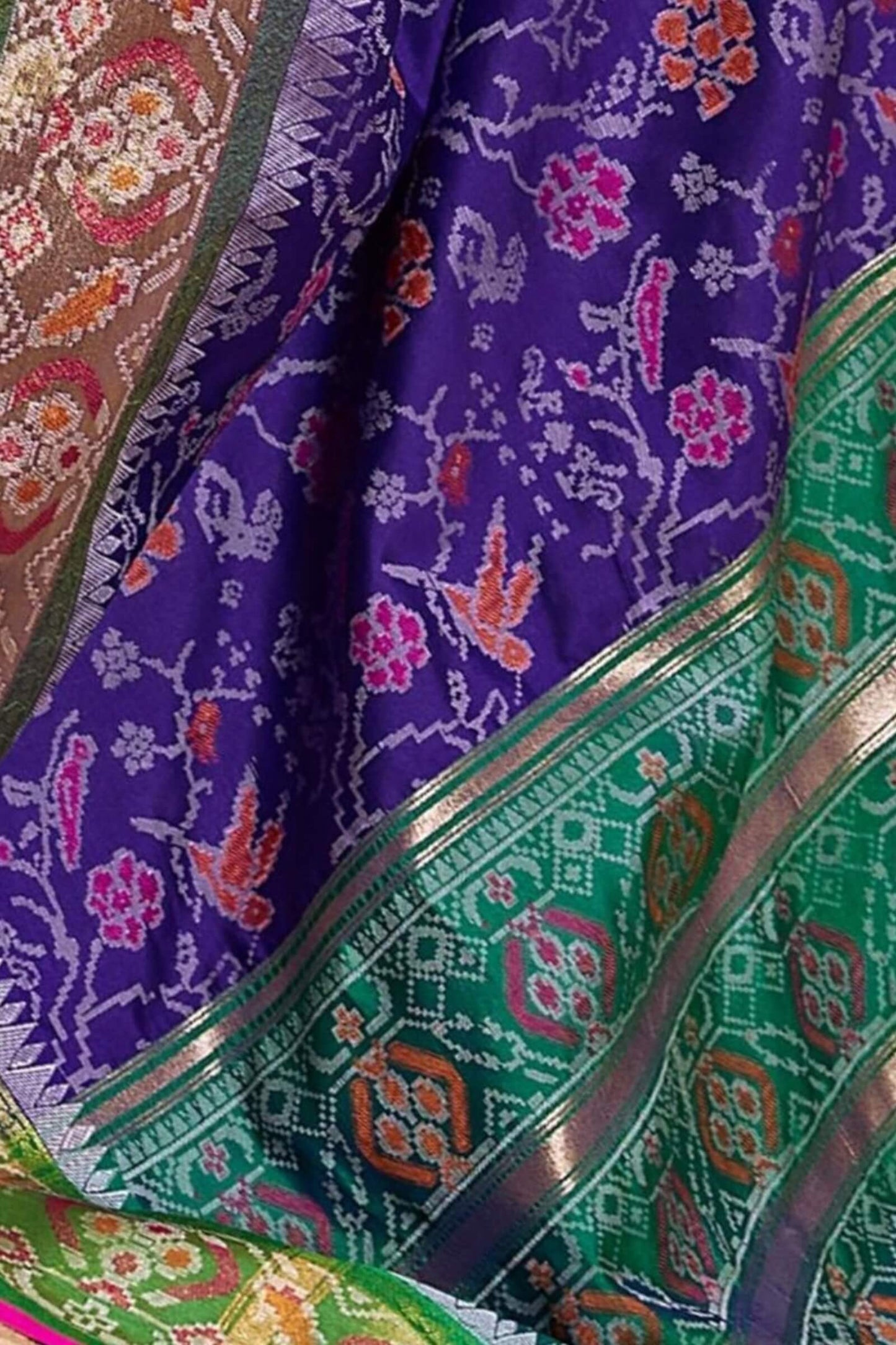 Winsome Royal Blue Patola Silk Saree with Enamoring Blouse Piece
