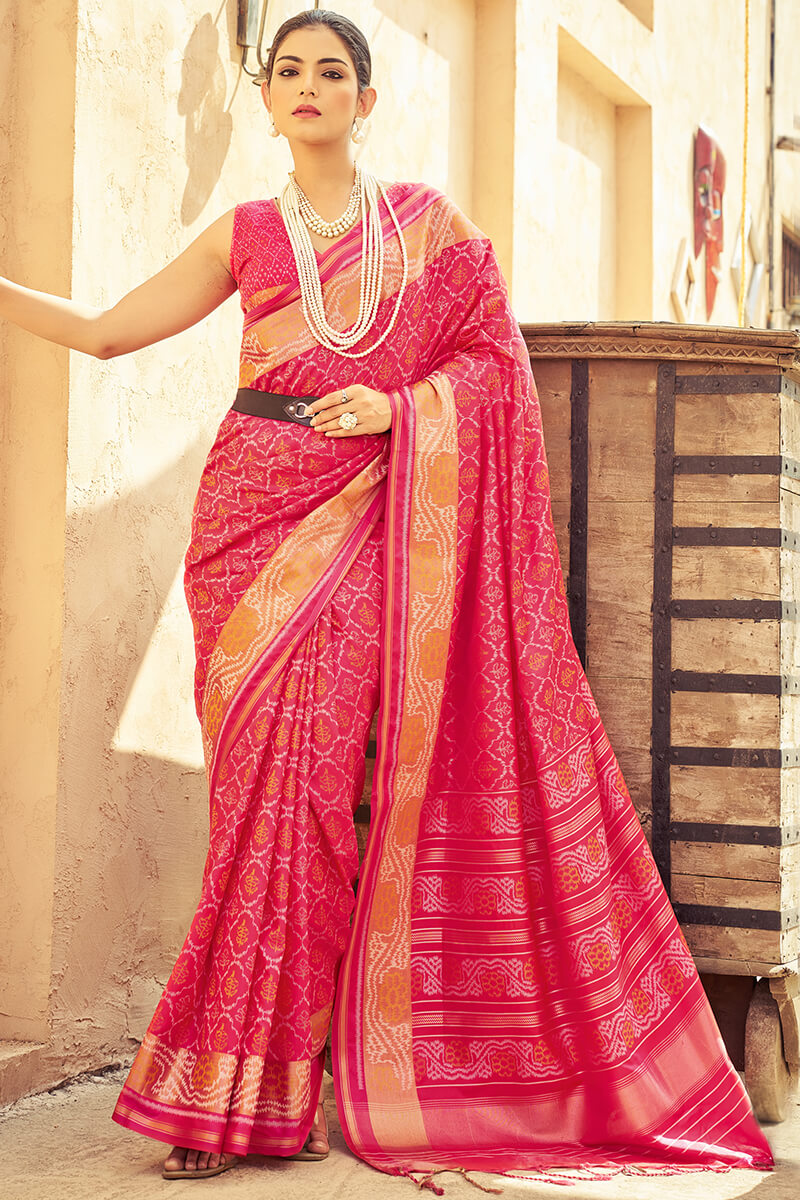 Blissful Dark Pink Soft Banarasi Silk Saree With Woebegone Blouse Piece