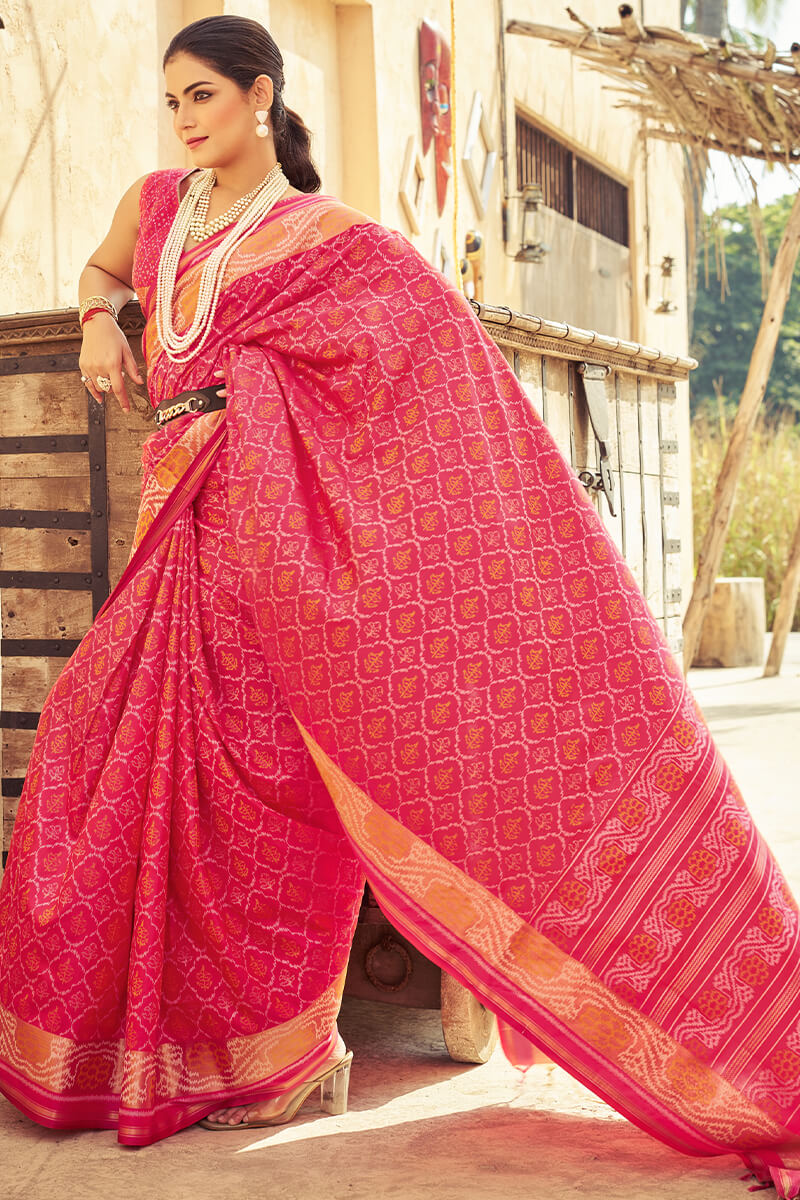Blissful Dark Pink Soft Banarasi Silk Saree With Woebegone Blouse Piece