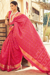 Blissful Dark Pink Soft Banarasi Silk Saree With Woebegone Blouse Piece