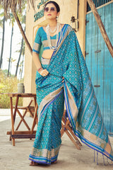 Ebullience Firozi Soft Banarasi Silk Saree With Traditional Blouse Piece