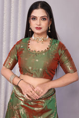 Comely Green Soft Banarasi Silk Saree With Mellifluous Blouse Piece