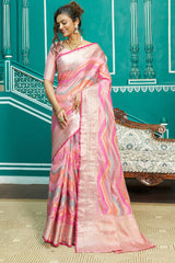 Refreshing Baby Pink Organza Silk Saree With Radiant Blouse Piece