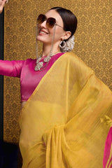 Beguiling Yellow Soft Banarasi Tissue Silk Saree With Evocative Blouse Piece