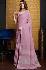 Exemplary Lavender Cotton Silk Saree With Grandiose Blouse Piece