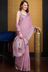 Exemplary Lavender Cotton Silk Saree With Grandiose Blouse Piece