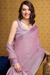 Exemplary Lavender Cotton Silk Saree With Grandiose Blouse Piece