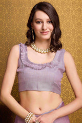 Exemplary Lavender Cotton Silk Saree With Grandiose Blouse Piece