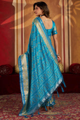 Transcendent Firozi Patola Silk Saree with Elegant Blouse Piece