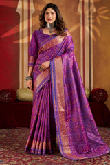 Delectable Purple Patola Silk Saree with Adoring Blouse Piece